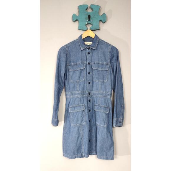 Madewell Chambray Blue Shirt Dress Size 2 - Picture 2 of 16